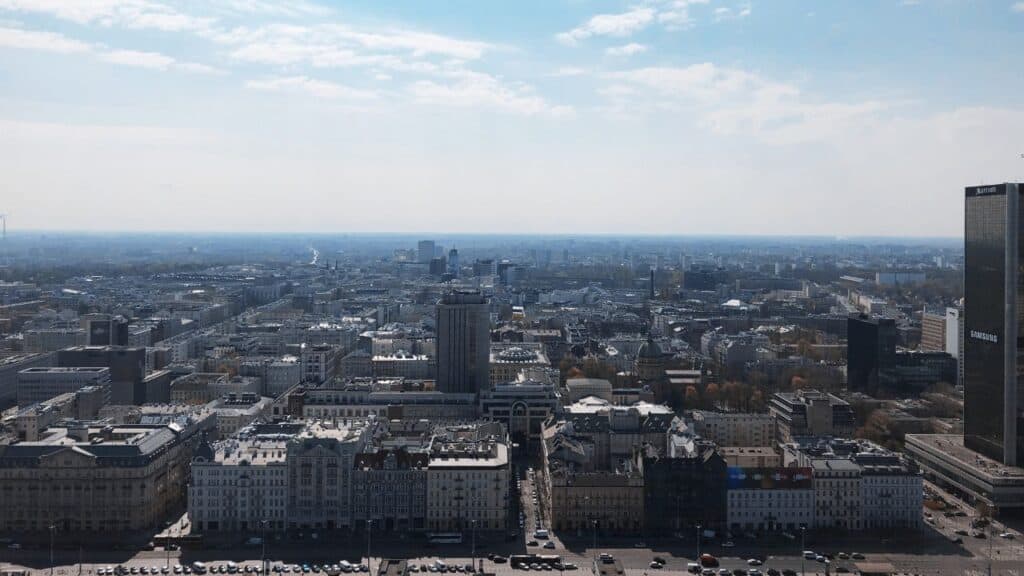 View from the top of The Palace of Culture and Science