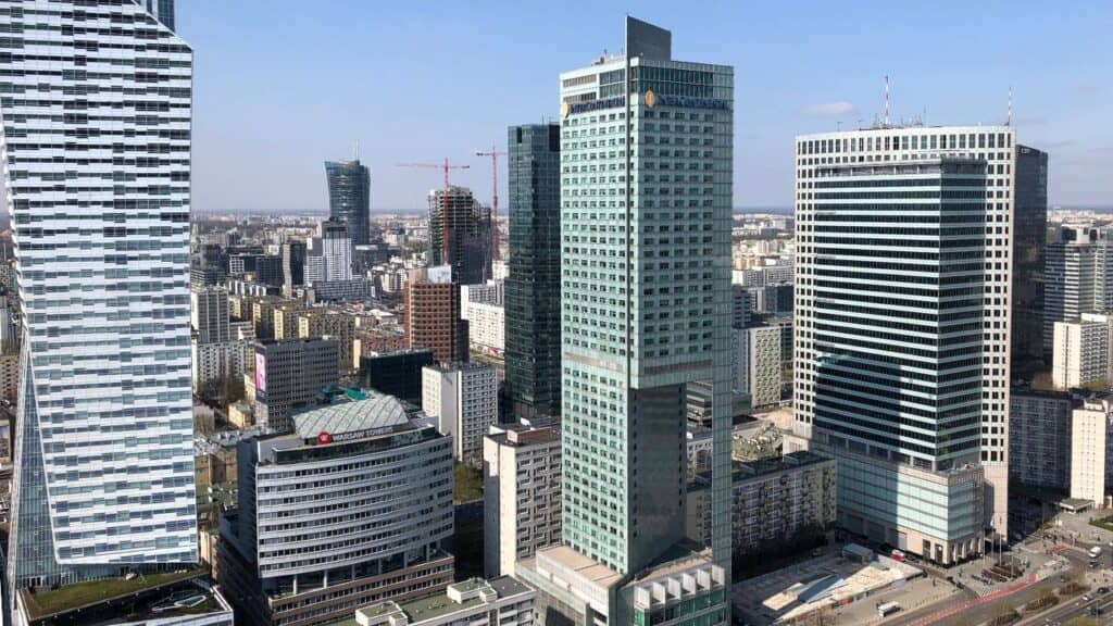 View from the top of The Palace of Culture and Science