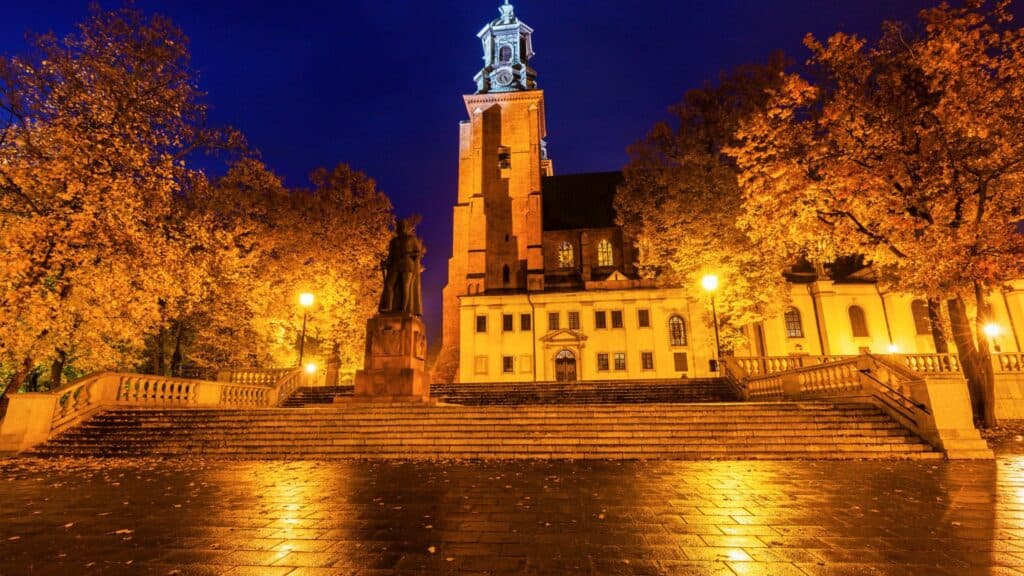 Cathedral in Gniezno at night